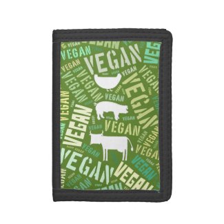 "Vegan" Word-Cloud with Cow, Pig, & Hen Wallet