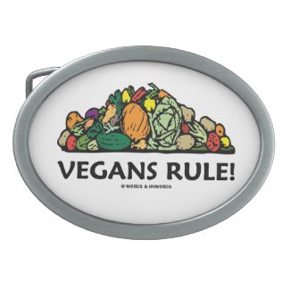 Vegans Rule! (Pile Of Vegetables) Belt Buckles