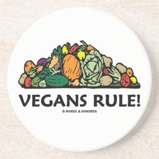 Vegans Rule! (Pile Of Vegetables) Beverage Coasters