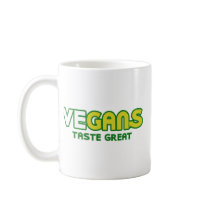 Vegans Taste Great Parody mugs