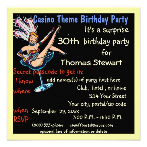 Vegas Casino Style Birthday Party Announcements