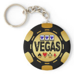VEGAS GOLD AND BLACK POKER CHIP KEY CHAINS