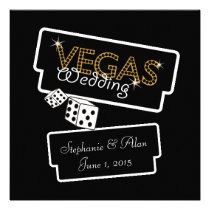Vegas Lights Black Wedding Invitation invitations