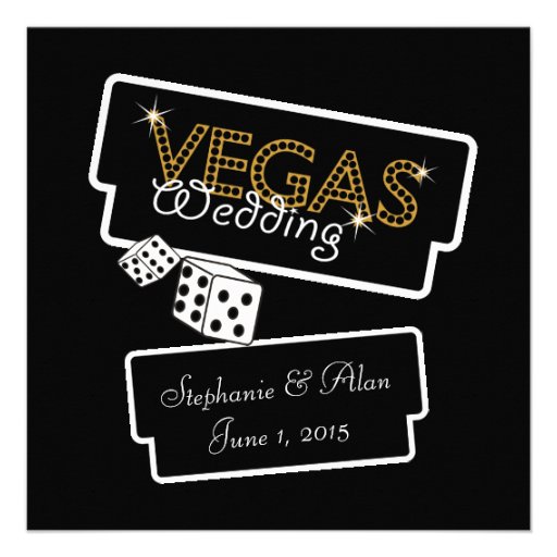 Vegas Lights Black Wedding Invitation (front side)