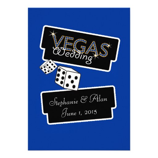 Vegas Lights Blue Wedding Invitation