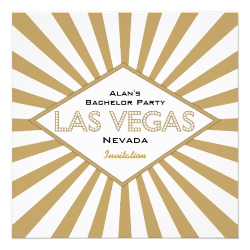 Vegas Lights Gold Bachelor Party Invitation