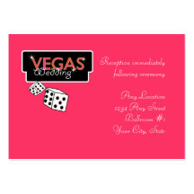Vegas Lights Pink Wedding Reception Cards Business Card Templates