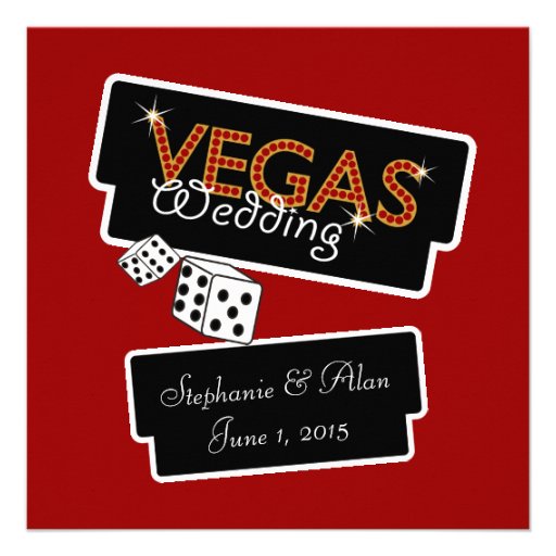 Vegas Lights Red Wedding Invitation (front side)