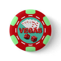 VEGAS POKER CHIP PINBACK BUTTON