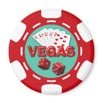 VEGAS POKER CHIP FRIDGE MAGNETS