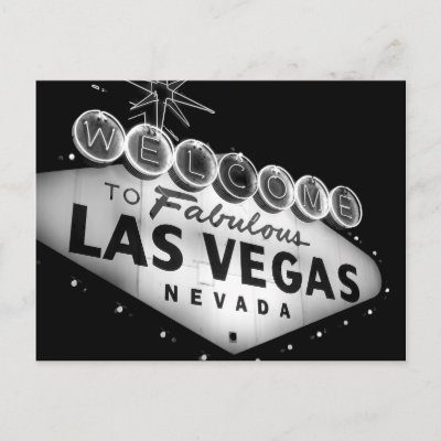 Vegas Sign B&W Postcard by
