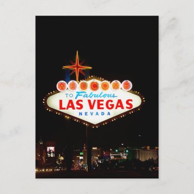 Vegas Sign Lit Up Post Cards