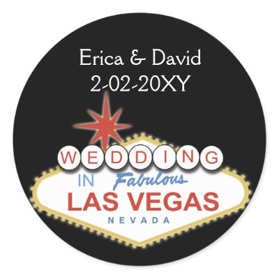Vegas wedding envelope seal round sticker