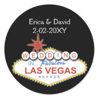 Vegas wedding envelope seal round sticker