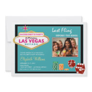 Vegas Weekend Bachelorette Party Invitation (aqua) invitation