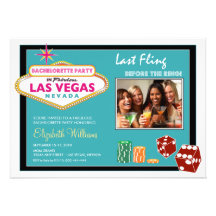 Vegas Weekend Bachelorette Party Invitation (aqua)