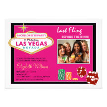 Vegas Weekend Bachelorette Party Invite (fuschia)