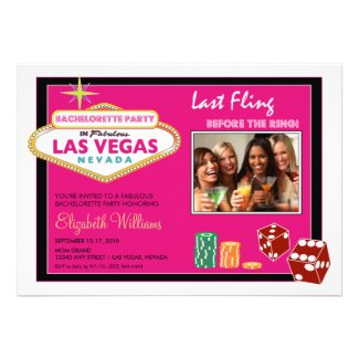 Vegas Weekend Bachelorette Party Invite (fuschia)