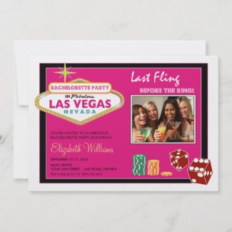 Vegas Weekend Bachelorette Party Invite (fuschia) invitation