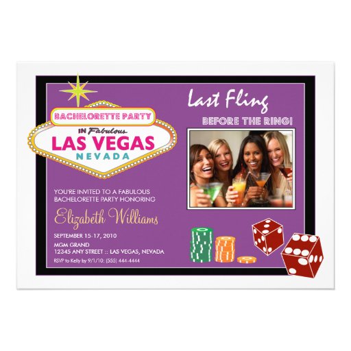Vegas Weekend Bachelorette Party Invite (lavender)
