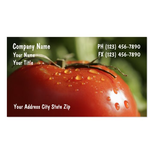 Vegetable Business Cards (front side)