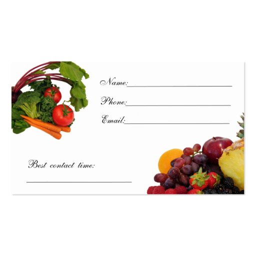 Vegetable Contact Card 3 Business Card