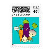 Vegetable Family Doodle Art Postage postage