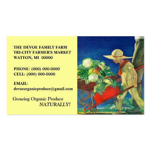 VEGETABLES VEG FAMILY FARM PRODUCE BUSINESS CARDS (front side)