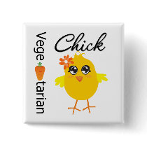 Vegetarian Chick buttons by chicktshirts Vegetarian Chick buttons