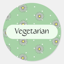 Vegetarian Food Label for Buffets and Picnics Round Stickers
