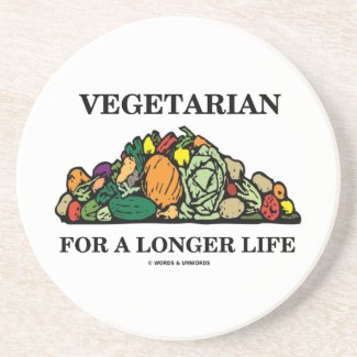 Vegetarian For A Longer Life (Vegetarian Attitude) Beverage Coasters