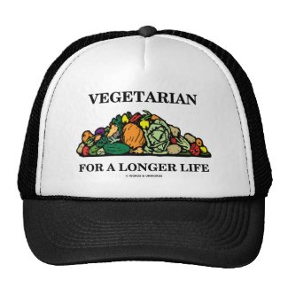 Vegetarian For A Longer Life (Vegetarian Attitude) Hats