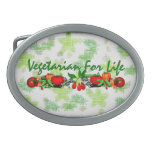 Vegetarian For Life Oval Belt Buckles
