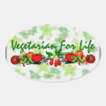 Vegetarian For Life Oval Sticker