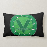 Vegetarian Green Logo Throw Pillows