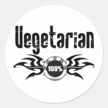 Vegetarian Grunge Winged Emblem Round Sticker