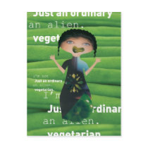 Vegetarian is no alien! postcards by papelustro Vegetarian is no alien! postcards