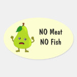 Vegetarian -- No Meat, No Fish Food Labels: Pear Oval Sticker