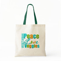 Vegetarian Peace Love Veggies Canvas Bags