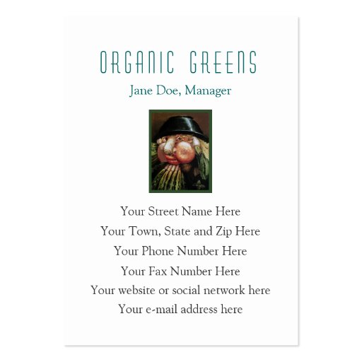 Vegetarian Restaurant, Organic Farm, Health Food Business Card Template (back side)