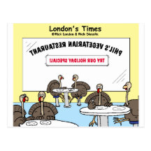 Vegetarian Turkey Offbeat Cartoon Funny Gifts Postcards