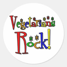 Vegetarians Rock (retro style) Round Stickers