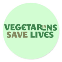 Vegetarians save lives round stickers