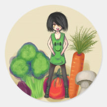 Veggie-Chan! Round Stickers