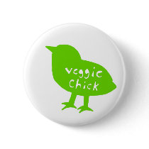 Veggie Chick Button (Green) by SaraMonster Veggie Chick Button (Green)
