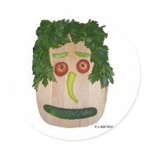 Veggie Face Round Stickers