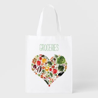 Veggie Heart Reusable Grocery Bag
