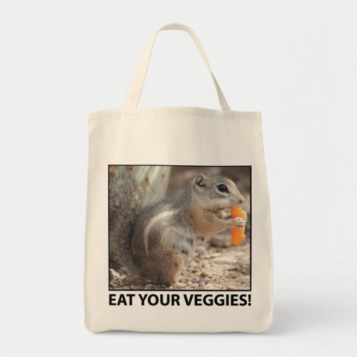 Veggie Loving Squirrel Canvas Tote Grocery Tote Bag | Zazzle