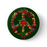 Veggie Peace Sign Pinback Button
