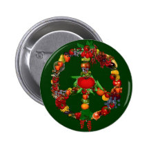 Veggie Peace Sign Pinback Button
